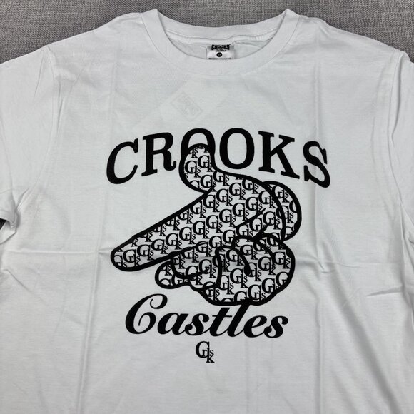Crooks & Castles White Graphic Tee Mens Size S Cotton Crew Neck Short Sleeve - Picture 7 of 7